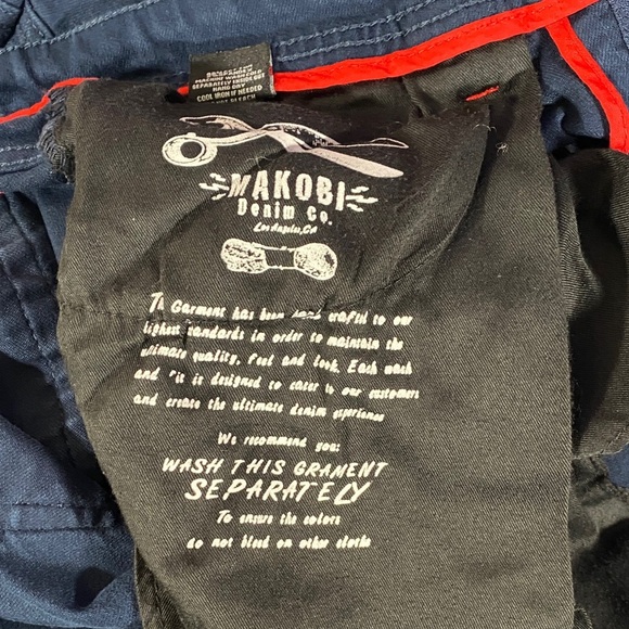 Makobi Moto Jeans 36x34 Navy Mens Distressed Slim Fit Biker Denim Pants Stretch - Picture 11 of 15